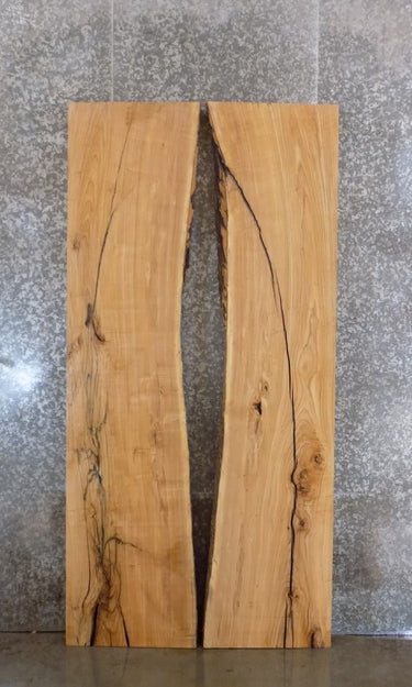 2- Rustic Live Edge Ash Bookmatched Dining Table Top Wood Slabs 20588-20589